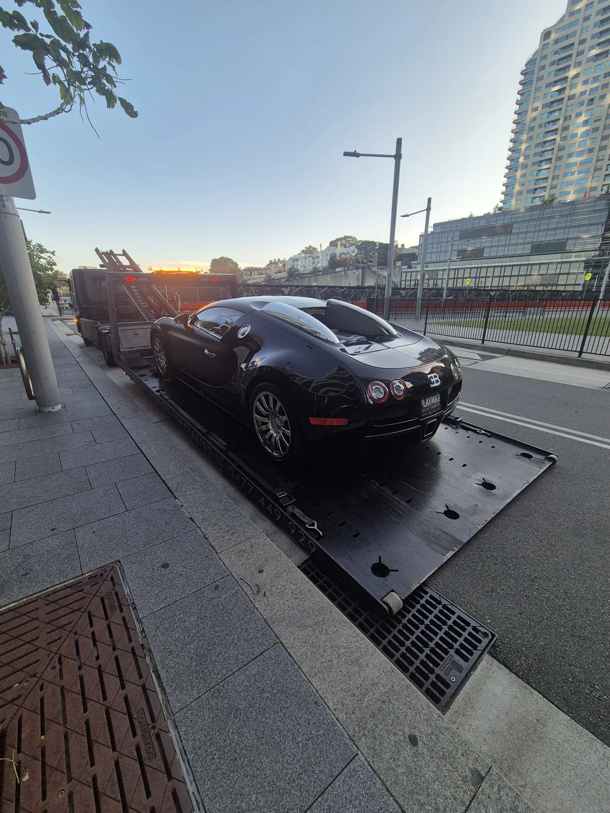 Bugatti Veyron loaded on HaulKing's low-angle tray in Sydney